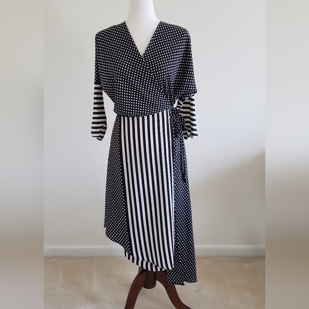 Topshop midi wrap dress in black